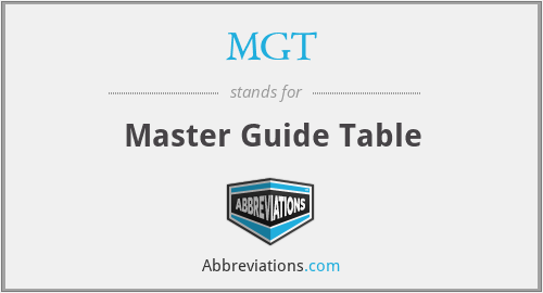 MGT - Master Guide Table