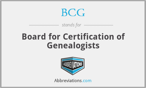 BCG - Board for Certification of Genealogists