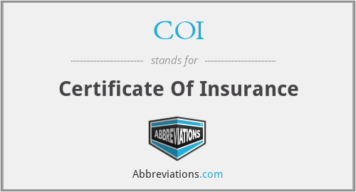 COI - Certificate Of Insurance
