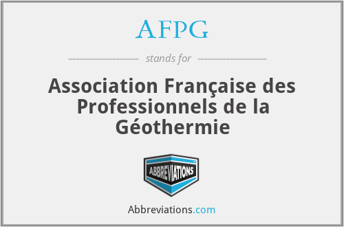 AFPG - Association Française des Professionnels de la Géothermie