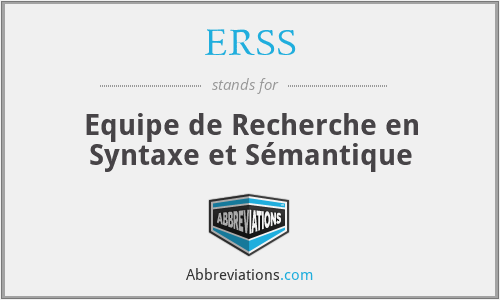 ERSS - Equipe de Recherche en Syntaxe et Sémantique