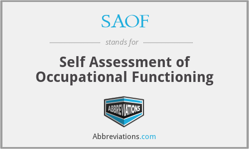 SAOF - Self Assessment of Occupational Functioning