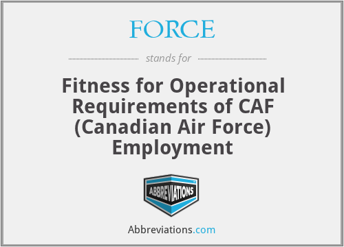 FORCE - Fitness for Operational Requirements of CAF (Canadian Air Force) Employment