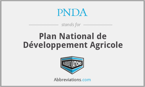 PNDA - Plan National de Développement Agricole