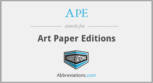 APE - Art Paper Editions