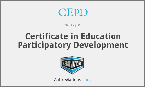 CEPD - Certificate in Education Participatory Development