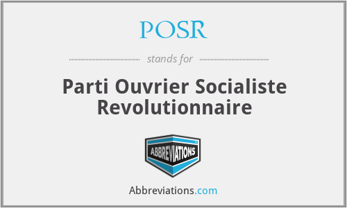 POSR - Parti Ouvrier Socialiste Revolutionnaire