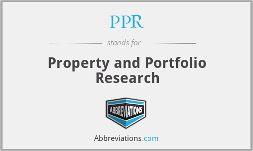 PPR - Property and Portfolio Research
