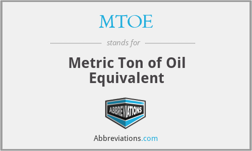 MTOE - Metric Ton of Oil Equivalent