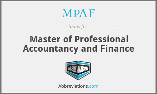 MPAF - Master of Professional Accountancy and Finance
