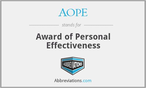 AOPE - Award of Personal Effectiveness