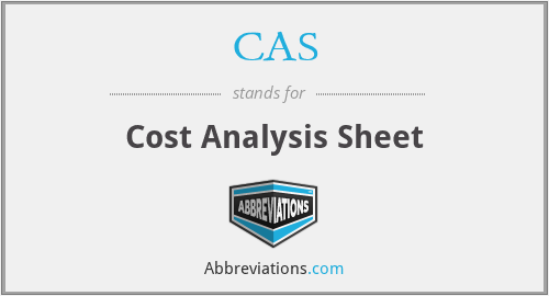 CAS - Cost Analysis Sheet