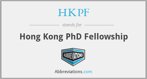HKPF - Hong Kong PhD Fellowship