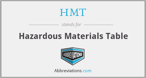 HMT - Hazardous Materials Table