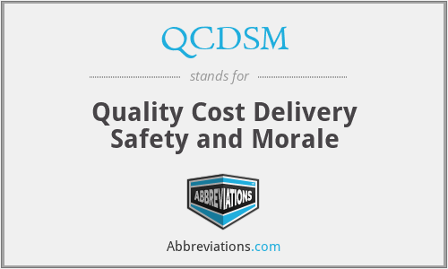 QCDSM - Quality Cost Delivery Safety and Morale