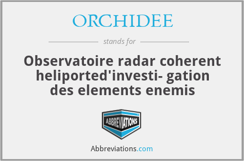 ORCHIDEE - Observatoire radar coherent heliported'investi- gation des elements enemis