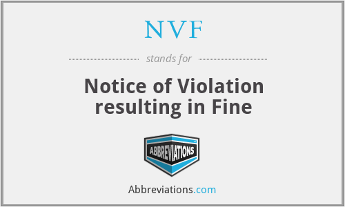 NVF - Notice of Violation resulting in Fine