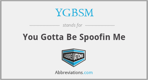 YGBSM - You Gotta Be Spoofin Me