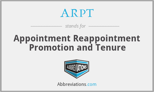 ARPT - Appointment Reappointment Promotion and Tenure