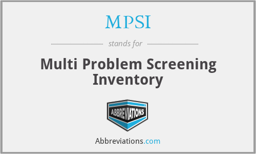 MPSI - Multi Problem Screening Inventory