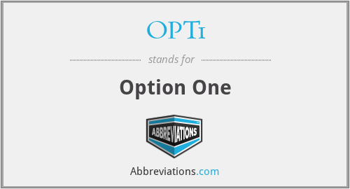 OPT1 - Option One