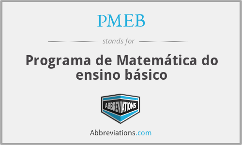 PMEB - Programa de Matemática do ensino básico
