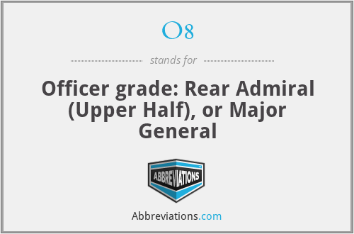 O8 - Officer grade: Rear Admiral (Upper Half), or Major General
