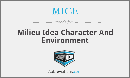 MICE - Milieu Idea Character And Environment