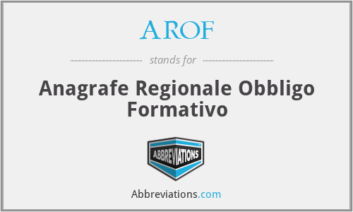 AROF - Anagrafe Regionale Obbligo Formativo