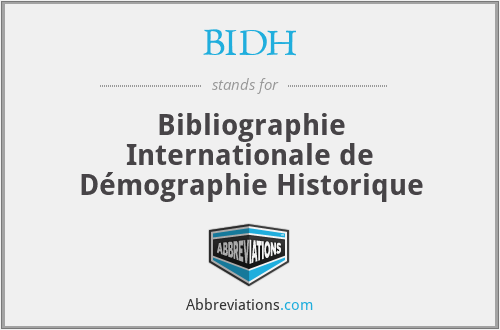BIDH - Bibliographie Internationale de Démographie Historique