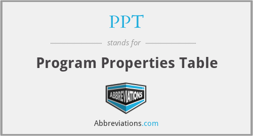 PPT - Program Properties Table