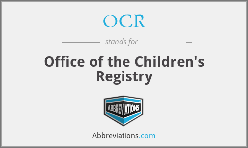 OCR - Office of the Children's Registry