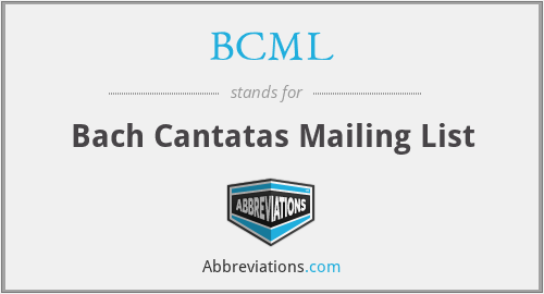 BCML - Bach Cantatas Mailing List