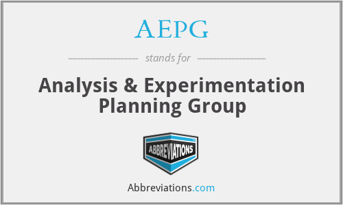 AEPG - Analysis & Experimentation Planning Group