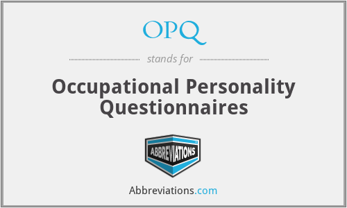 OPQ - Occupational Personality Questionnaires