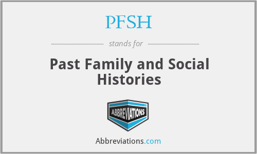 PFSH - Past Family and Social Histories