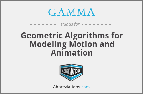 GAMMA - Geometric Algorithms for Modeling Motion and Animation