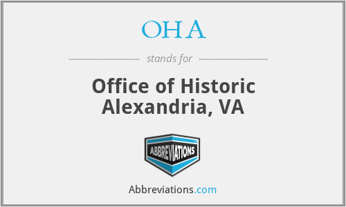 OHA - Office of Historic Alexandria, VA