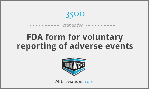 3500 - FDA form for voluntary reporting of adverse events