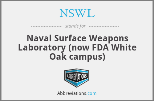 NSWL - Naval Surface Weapons Laboratory (now FDA White Oak campus)