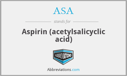 ASA - Aspirin (acetylsalicyclic acid)