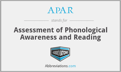 APAR - Assessment of Phonological Awareness and Reading