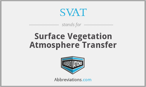 SVAT - Surface Vegetation Atmosphere Transfer