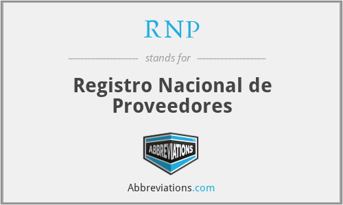 RNP - Registro Nacional de Proveedores