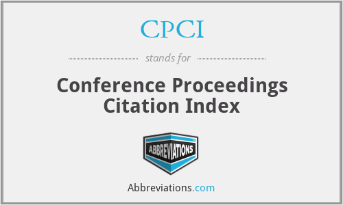 CPCI - Conference Proceedings Citation Index