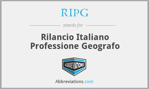 RIPG - Rilancio Italiano Professione Geografo