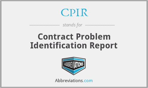 CPIR - Contract Problem Identification Report