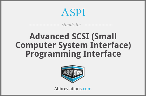 ASPI - Advanced SCSI (Small Computer System Interface) Programming Interface