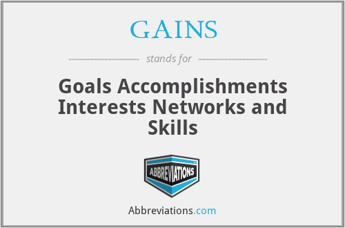 GAINS - Goals Accomplishments Interests Networks and Skills