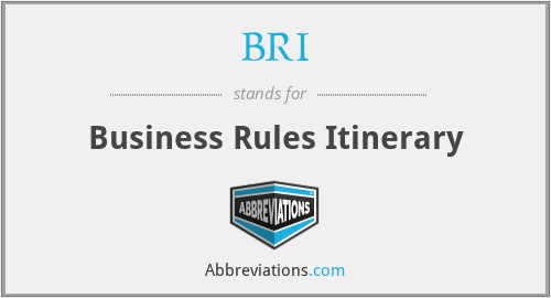 BRI - Business Rules Itinerary